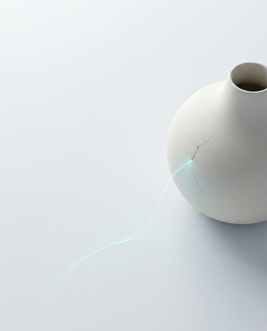 A sealed vessel with a single fine leak of light